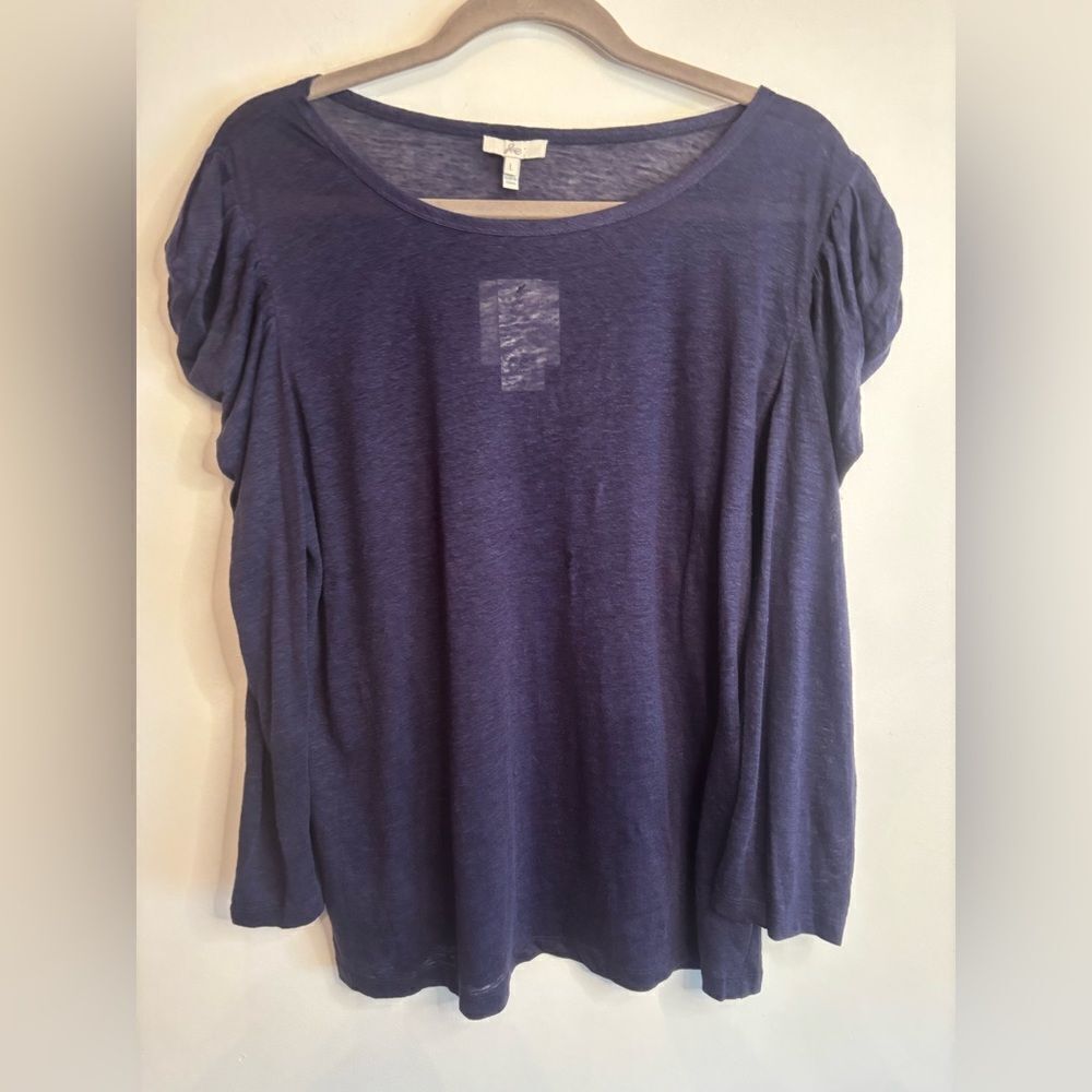 Joie NWT blue violet bastille puffy sleeve long sleeve linen top Size large